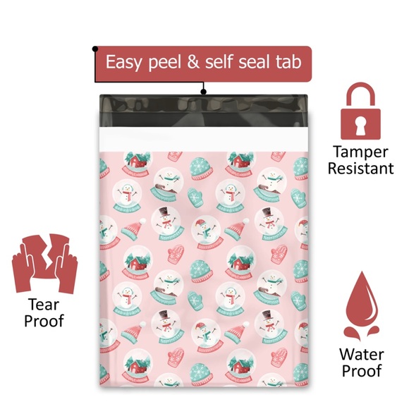 ❄️20 Pink Snow globe Poly Mailers 10 x 13 inch - Picture 4 of 6